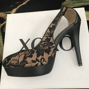 XOXO BLACK LACE STILETTOS